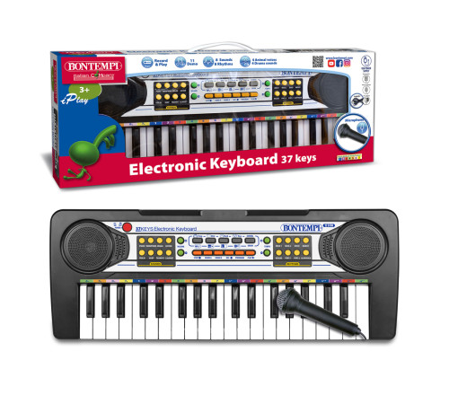 Bontempi 123730 Электронный синтезатор (37 клавиш) с микрофоном  bontempi 123730 Электронный синтезатор (37 клавиш) с микрофоном