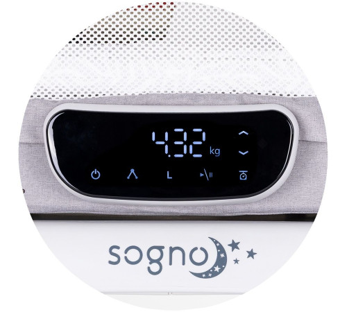 chipolino kossg02501gr Детская колыбель 2-в-1 со светодиодным дисплеем "sogno" grey
