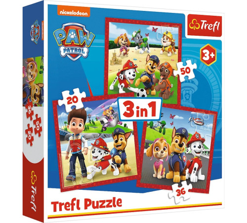  trefl 34867 puzzle 3 in 1 "paw patrol" (20/36/50 el.) 