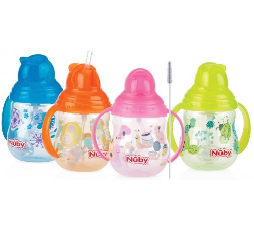 Nuby ID10324 Поильник "No-Spill Flip-It" c трубочкой (12м+) 270 мл. Детское питание в Молдове nuby id10324 Поильник "no-spill flip-it" c трубочкой (12м+) 270 мл.