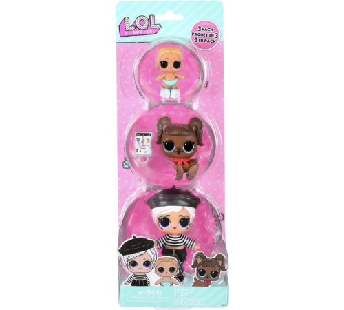 l.o.l. 987888 Набор 3 Фигурки l.o.l. surprise! Серия opp tot + pet + lil sis -beatnik babe + darling doggie