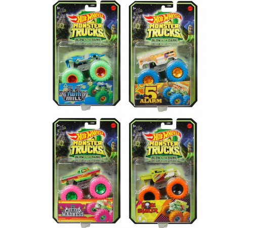 hot wheels hcb50 mașina "monster-truck" strălucește în întuneric (in sort.)