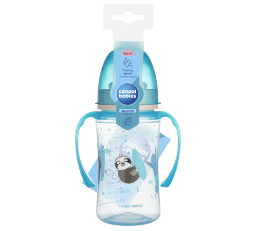 canpol 35/208 cana de invatare cu sistem anti-varsare "animals" (6+m) 240 ml.