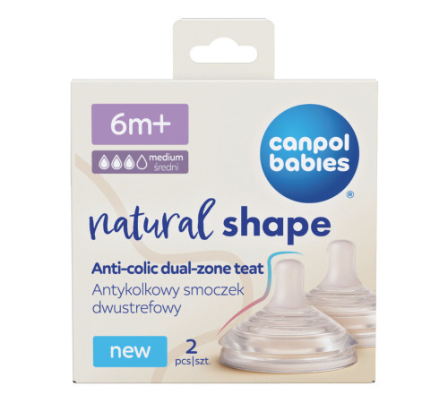  canpol 21/752 tetină anti-colici "natural shape duoflex" (6 luni+) 2 buc.