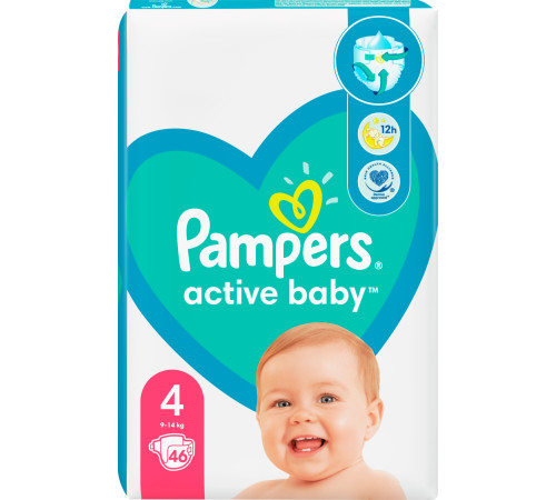  pampers active baby 4 (9-14kg) 46 buc