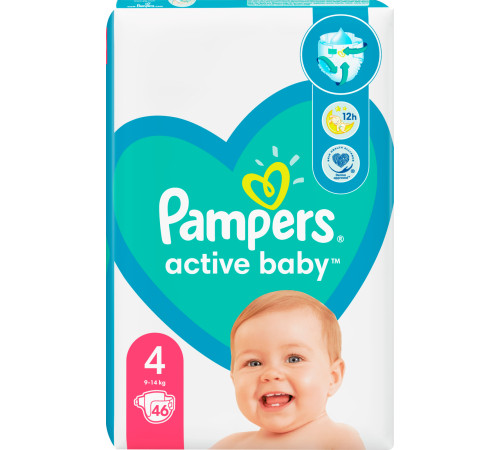 pampers active baby 4 (9-14kg) 46 buc