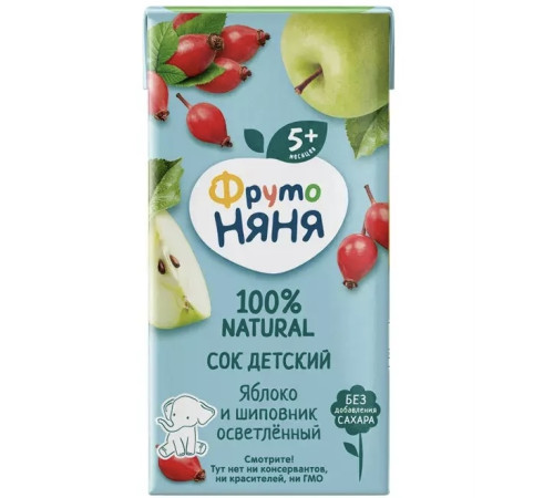 ФрутоНяня сок яблоко-шиповник 200 мл. (5 м+)