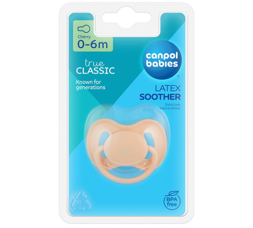 canpol 23/223 suzetă rotundă din latex "nude" (0-6 luni) în sort.