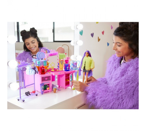 barbie gyj70 set de joc "masă de machiaj" seria "extra"