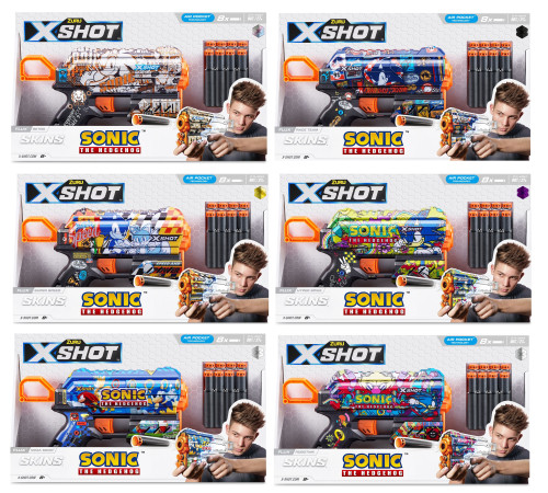  zuru 36648 Бластер x-shot skins flux sonic s1 (8 патронов) в асс.