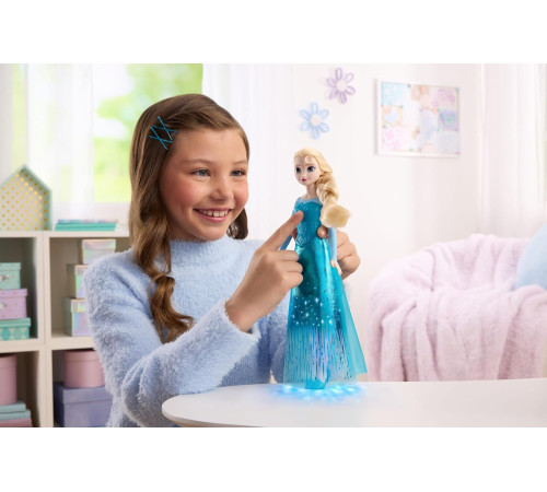 disney princess jlj07 păpușă muzicală frozen elsa "strălucirea puterii de gheață" (30 cm)