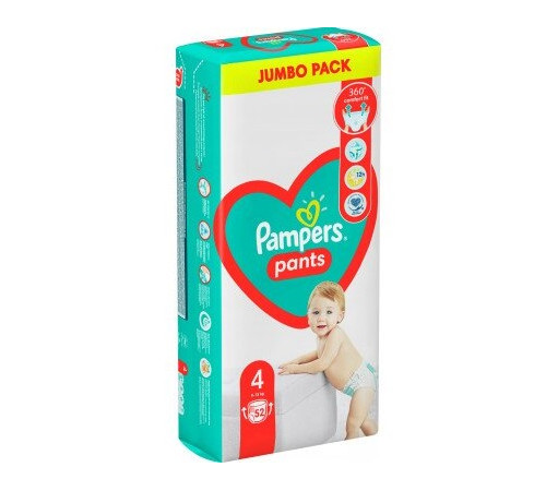 pampers pants 4 (9-15 кг.) 52 шт.