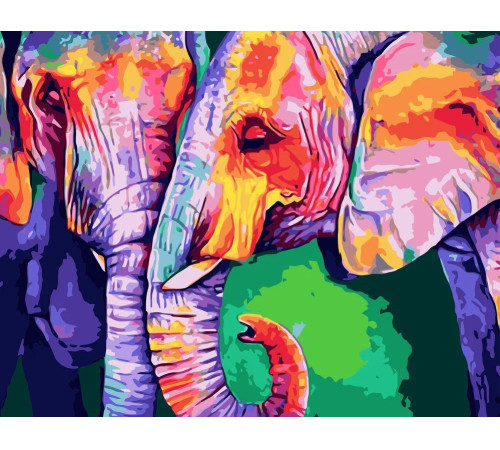 strateg leo va-1148 Картина по номерам "Разноцветные слоны" (40x50 см.)
