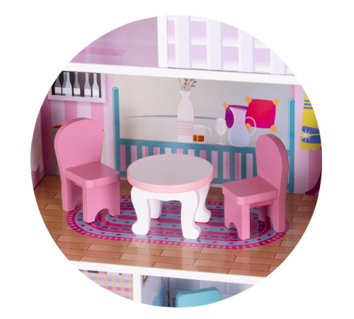 chipolino diwh02408631 casă pentru păpuși din lemn cu 9 accesorii