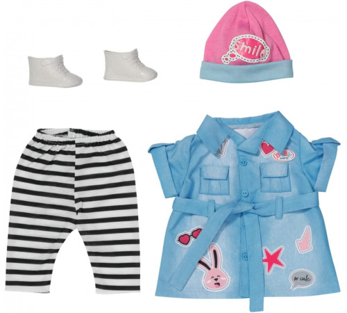 zapf creation 832585 set haine pentru păpuși "baby born deluxe jeans dress" (43 cm.)