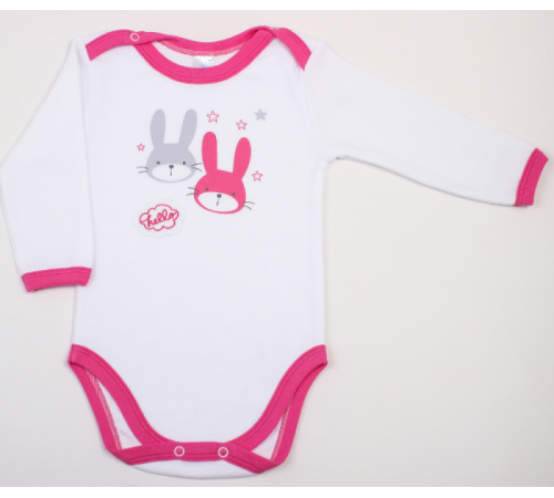 Детская одежда в Молдове veres 102-3.45.62 Боди hello bunny white-pink (интерлок) р.62