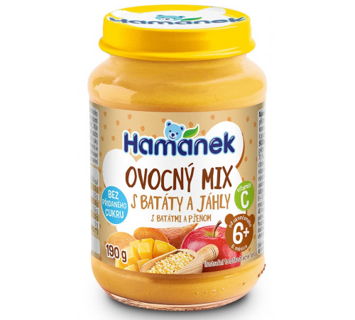  hame Пюре "hamánek" Фруктовый микс-батат-пшено 190 гр, (6m+)