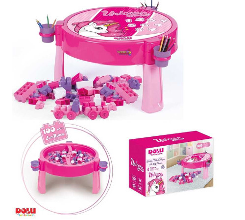 dolu 2572 Столик с конструктором "Единорог"(100 дет.)