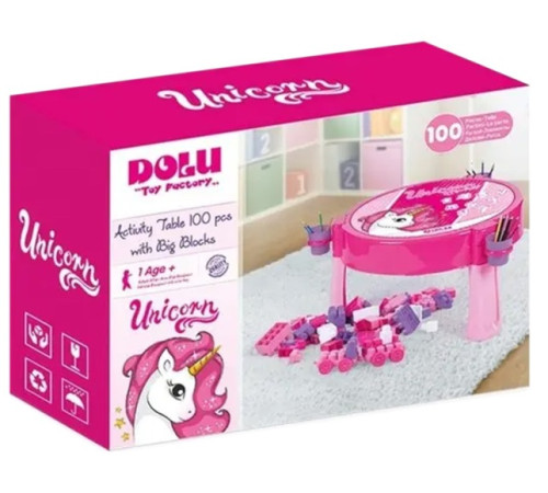 Детский магазин в Кишиневе в Молдове dolu 2572 Столик с конструктором "Единорог"(100 дет.)