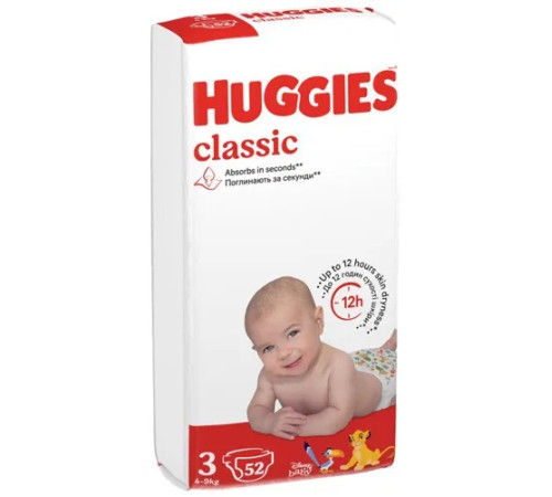 huggies classic jumbo 3 (4-9 kg.) 52 buc.