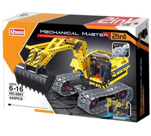 xtech bricks 6801 constructor mecanic 2-în-1 "excavator & robot" (342 дет.)