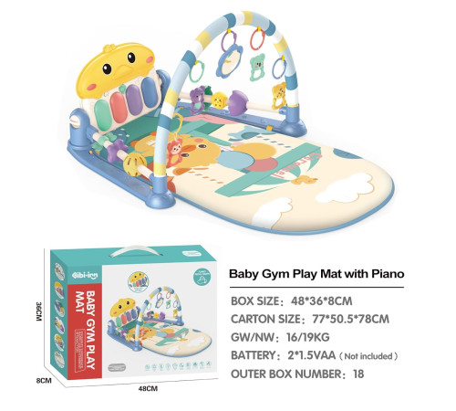 bibiin toys 698-93 covoraș educativ cu pian albastru