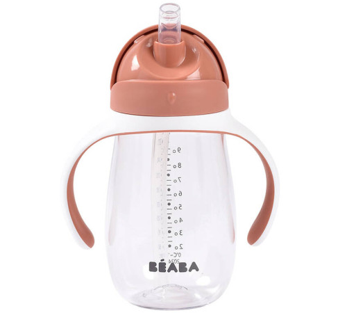 beaba cana anti-varsare cu pai 300 ml. (8 m.+) "terracotta" b913586