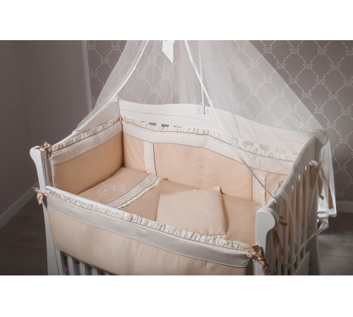 Dormi Baby Постельное бельё "Корона" сатин крем (6 единиц) dormi baby Постельное бельё "Корона" сатин крем (6 единиц)