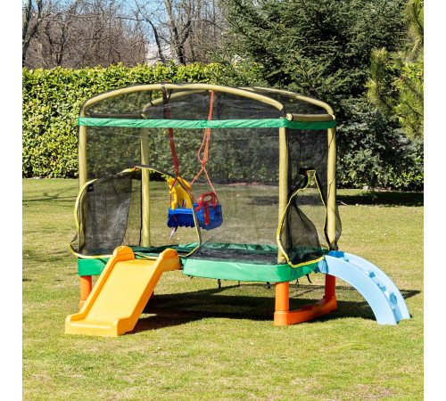 chipolino trampg0242g loc de joacă cu tobogan și trambulină (200 cm)