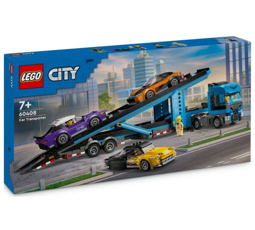 Детский магазин в Кишиневе в Молдове lego city 60408 Конструктор "Грузовик-автовоз со спортивными автомобилями" (998 дет.)
