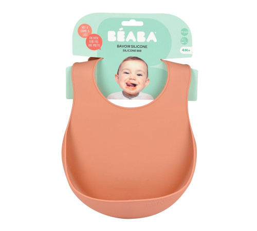 beaba b913559 bavetă din silicon cu buzunar pentru copii terracotta 