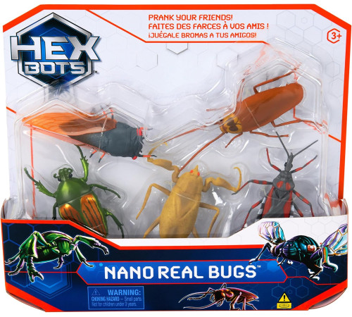  spin master 6071530 set de microroboți interactiv "hex bots: nano real bugs" (5 buc)