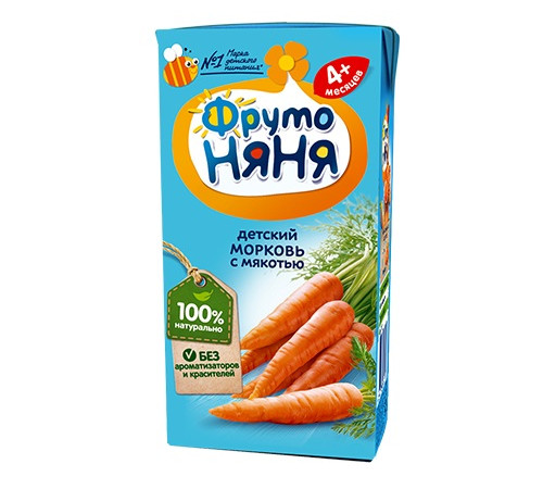 Детское питание в Молдове ФрутоНяня нектар морковь с мякотью 200 мл. (4 м+)