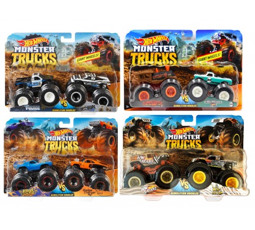 hot wheels fyj64 set de 2 mașini serie "monster trucks" in sort.