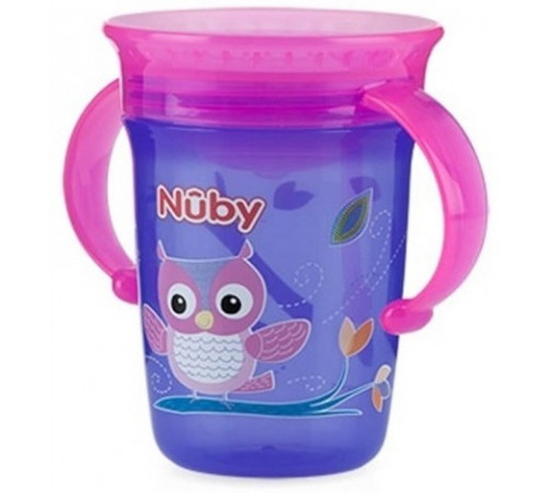 nuby nv0414001 cana anti-varsare 360 ° cu mânere și capac 240 ml. (6 m +)