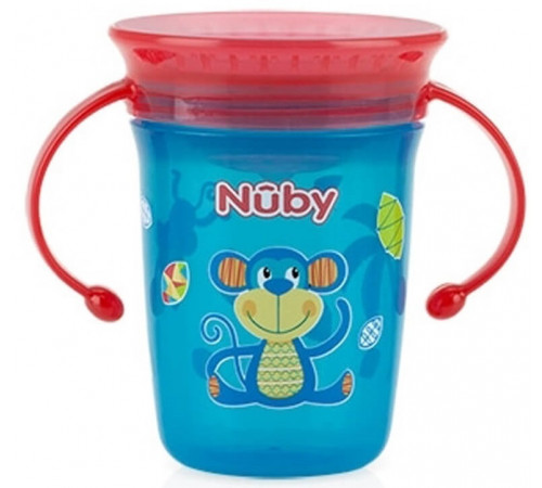 nuby nv0414001 cana anti-varsare 360 ° cu mânere și capac 240 ml. (6 m +)