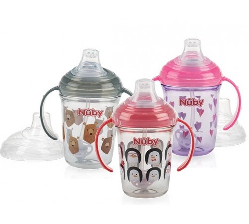 nuby nv0414016 cana cu nasuc moale "tritan" 240 ml. (6 m. +)