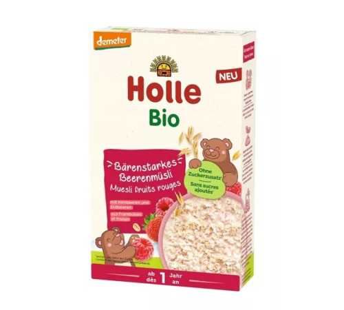 holle bio muesli cu fructe de pădure din cereale integrale (12 m+) 200 gr.
