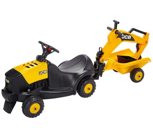 Falk 3035N Трактор-экскаватор "JCB" с прицепом и шлемом жёлтый falk 3035n Трактор-экскаватор "jcb" с прицепом и шлемом жёлтый