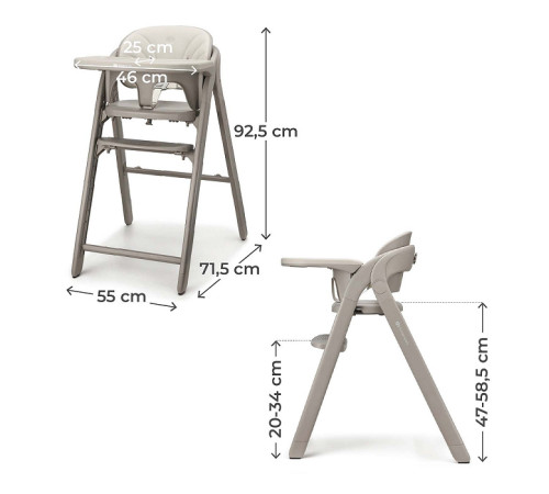 kinderkraft Стульчик для кормления 3 в 1 tino (бежевый)