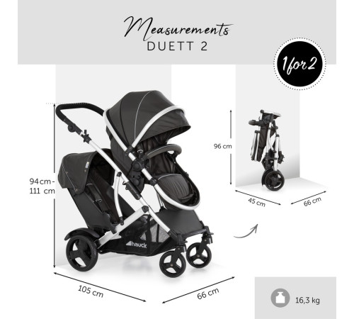 hauck Коляска для двух детей duett 2 black