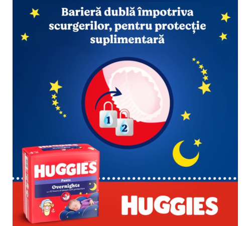 scutece-chilotei de noapte "huggies overnights" 4  (9-14 kg) 26 buc. 