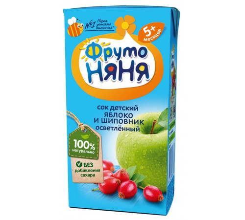 Детское питание в Молдове ФрутоНяня сок яблоко-шиповник 200 мл. (5 м+)