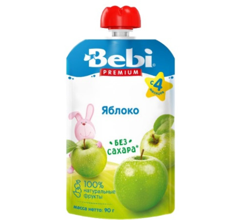 Детское питание в Молдове bebi premium Пюре яблоко (4 м+) 90 гр.
