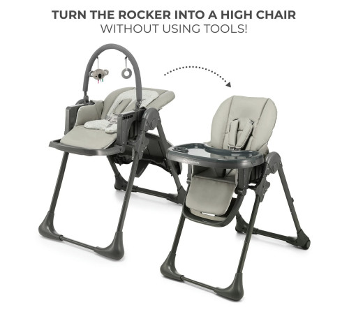 kinderkraft Стульчик для кормления 2в1 tummie серый