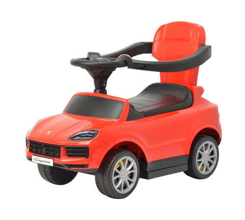 milly mally  59543 mașinuță de &icirc;mpins "porsche cayenne s" cu m&acirc;ner parental (rosu)