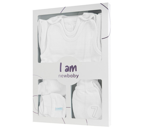  new baby  49102 set de haine pentru nou-născuți "i am" (7 piese) alb