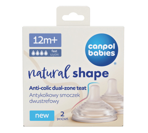  canpol 21/753 tetină anti-colici "natural shape duoflex" (12 luni+) 2 buc.