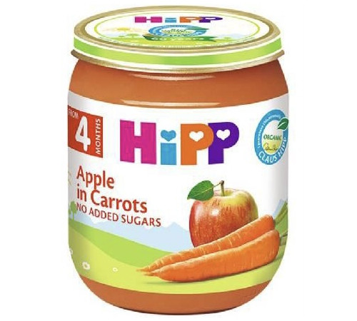 Детское питание в Молдове hipp 4263 Пюре Яблоко-Морковь 125 gr. (4m+)