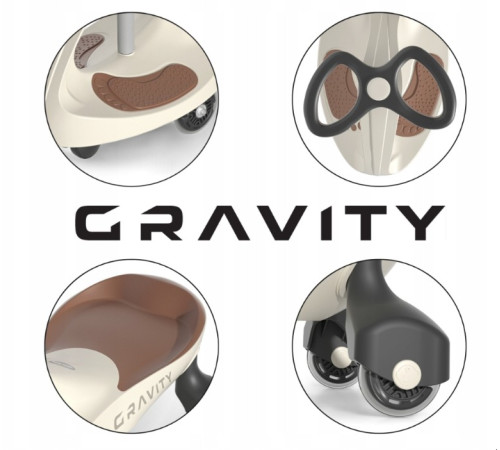 milly mally  59531 Детская машинка-каталка "gravity" с led-колесами (бежевый/коричневый) 